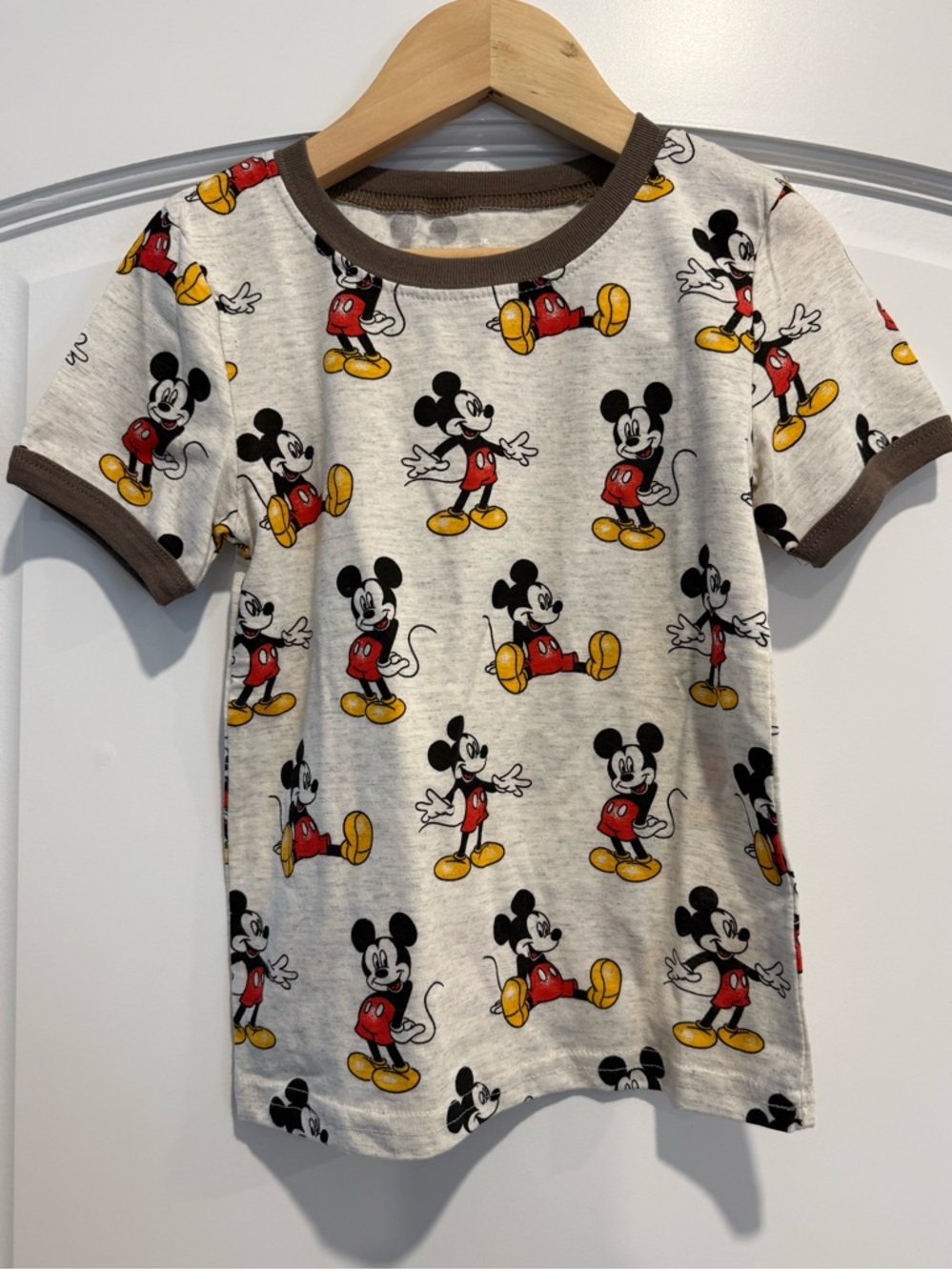NWT Disney Mickey Mouse Cream Tee with Brown Trim Kids Size 4T